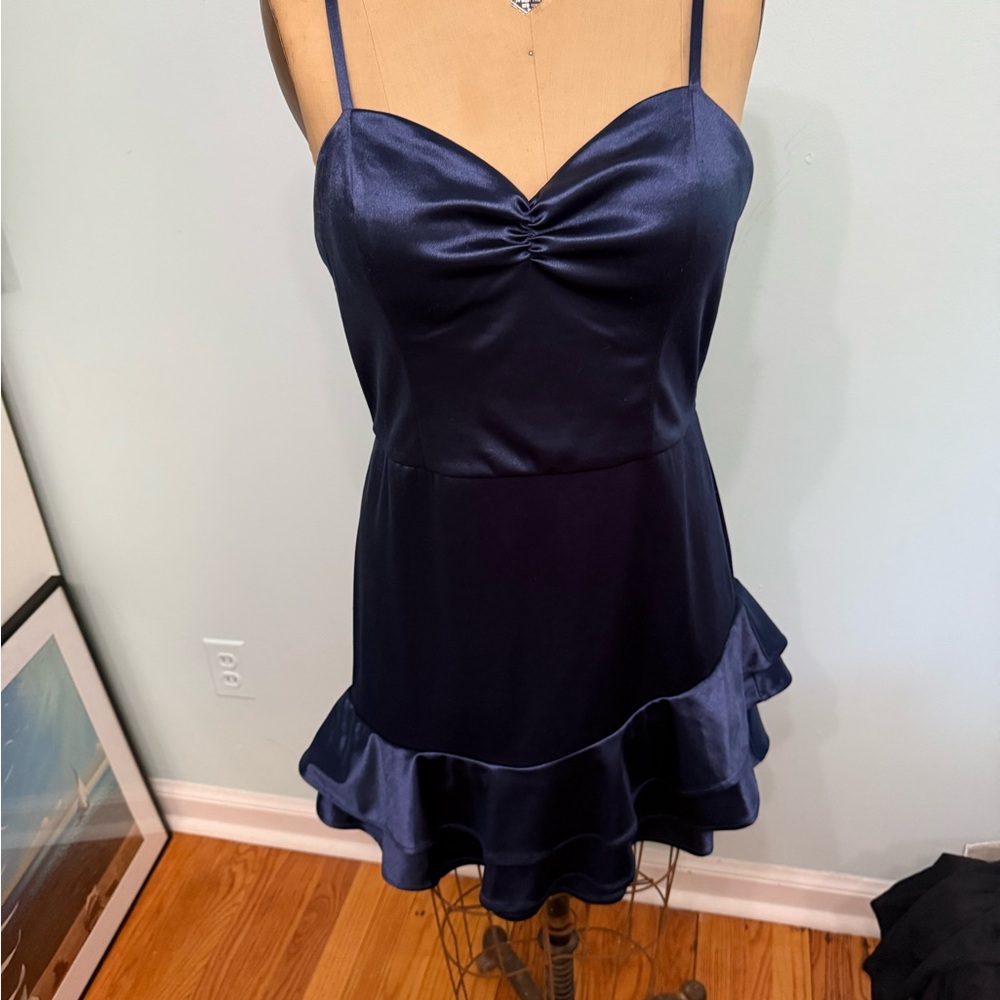 BCX Navy Blue Backless Dress